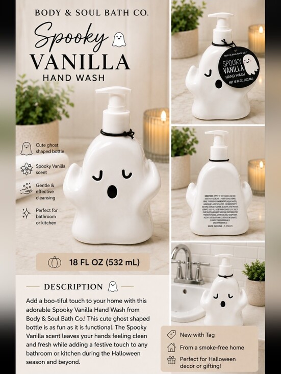 Body & Soul Bath Co. Other - Body & Soul Spooky Vanilla Hand Wash — White Ghost